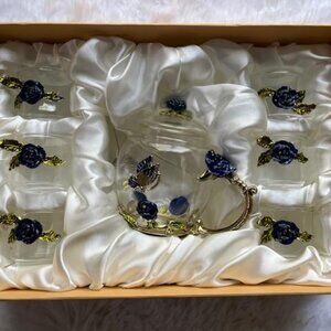 Seven Piece Floral Glass Tea Set